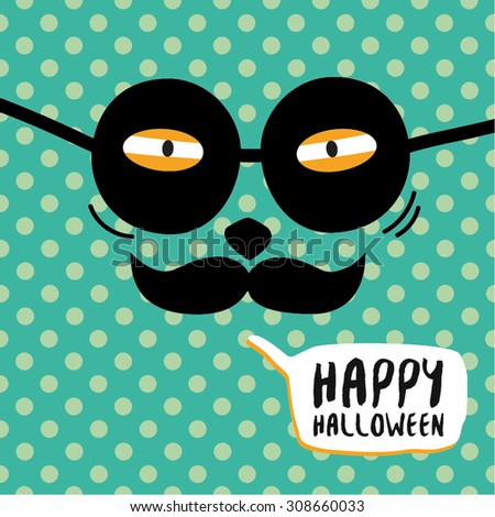 Cartoon monster with speech bubble. Happy Halloween. Vector seamless pattern for web page backgrounds, postcards, greeting cards, invitations, pattern fills, surface textures.