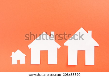 White paper house figure. Real Estate Concept. Top view.