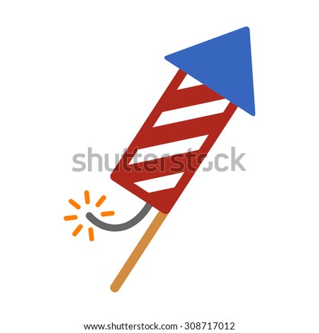 Fireworks or firecracker July 4th / fourth celebration flat vector icon for apps and websites