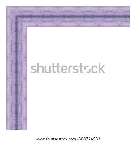 Purple wooden frame isolated on white background. Contemporary picture frames in high resolution vibrant colors. Wood photo frame. Wooden frame for paintings or photographs.