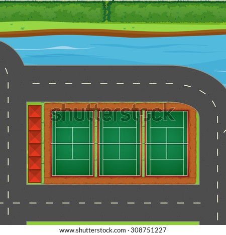 Top view of tennis courts illustration