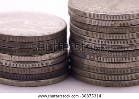 Close up of silver dollars