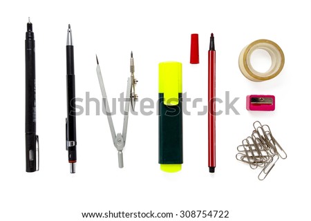stationery top view Royalty-Free Stock Photo #308754722