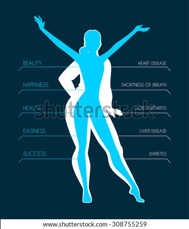 Vector illustration of Be fit, woman silhouette images Royalty-Free Stock Photo #308755259
