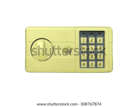 Electronic safe button on white backgrounds