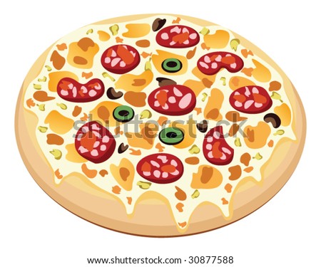 vector food illustration of hot pizza