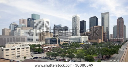 A panoramic view of downtown Houston Texas