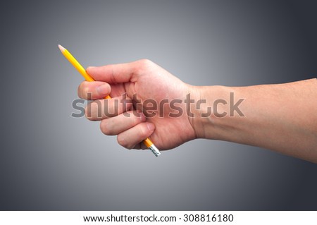 Pencil in hand. Isolated