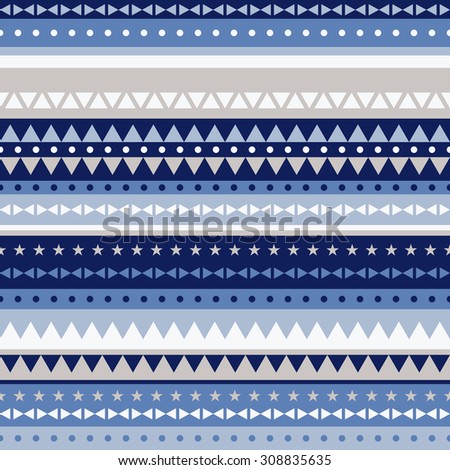 border pattern triangles and stars - navy blue