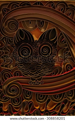 brown paper craft, owl picture icon background 