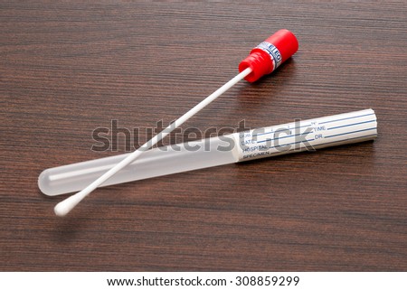 DNA test tube and cotton swab, wipe test Royalty-Free Stock Photo #308859299