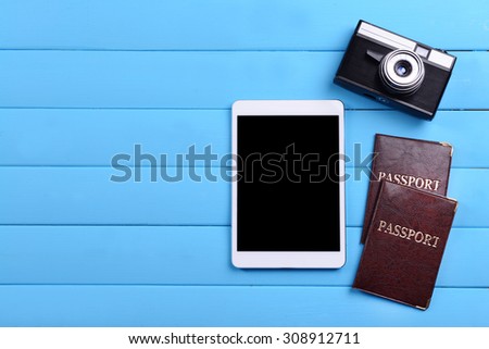 Preparing for travel,reservation ticket close-up