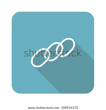 Chain icon, square, with long shadow, isolated on white
