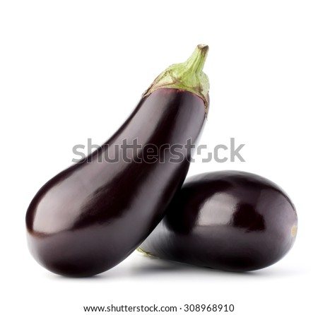 Eggplant or aubergine vegetable isolated on white background cutout Royalty-Free Stock Photo #308968910