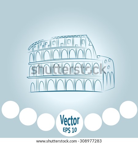 Great Colosseum, Rome, Italy. Sketch. Vector illustration