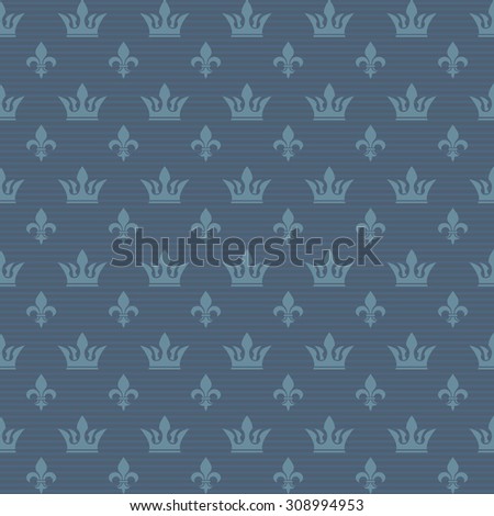 Seamless pattern crown and lily. Ability to edit the color.