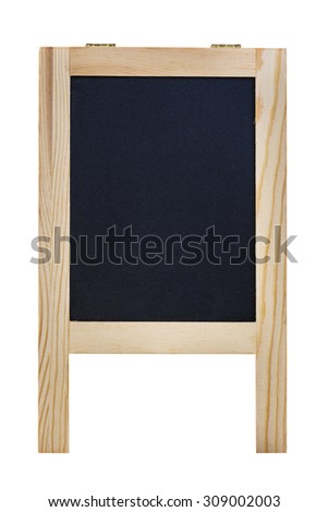 Blank black chalk board with wood frame isolated over white. With clipping path.