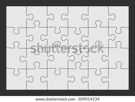 Set of twenty four puzzle pieces. Vector illustration, eps 8. Royalty-Free Stock Photo #309014234