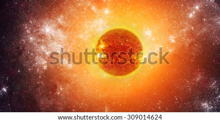 Photo of the sun in space. Elements of this image furnished by NASA.