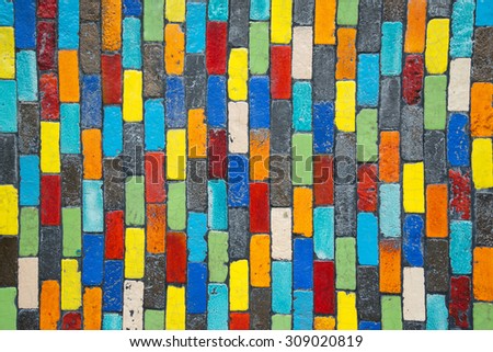 Colored ceramic tiles on the wall 
