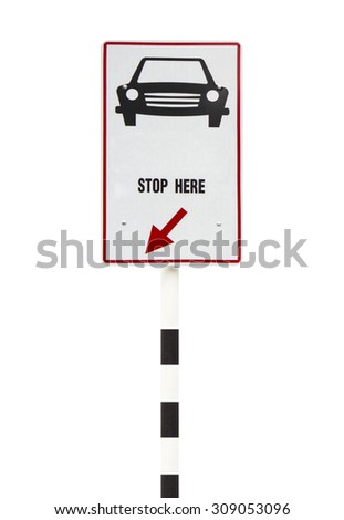 Road, sign stop car isolated on white background.