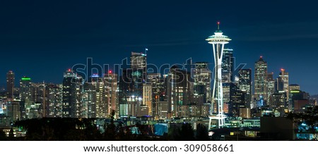 Seattle Skyline at Night from Kerry Park in Queen Anne