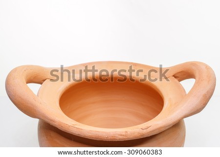 Clay pots isolated on white background