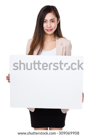 Asian young businesswoman hold with white board