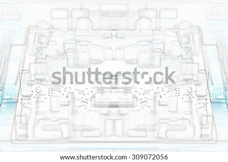 Microelectronics, white background chips concept