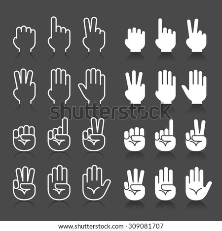 Hand gestures line icons set. Vector illustrations
