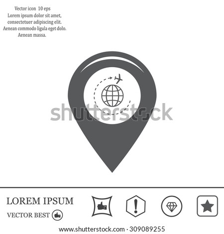 Map pointer with air plane icon.map pointer.vector illustration