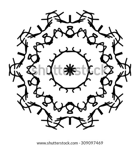 Vector illustration circle ornament black and white ornamental pattern round