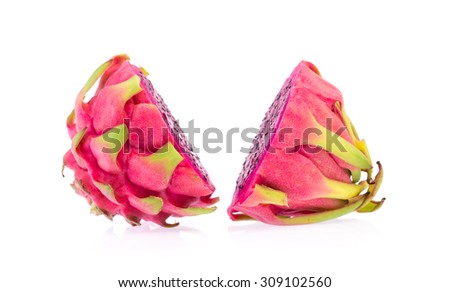 slices of Dragon fruit isolated on white background