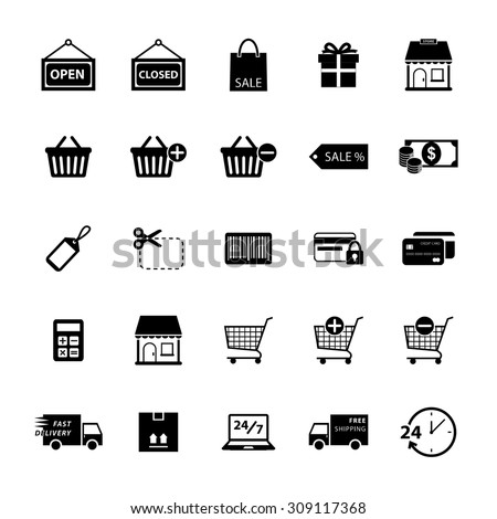 Online shopping icon. Shopping icon. E-commerce icon. silhouette. Vector Illustration. EPS10