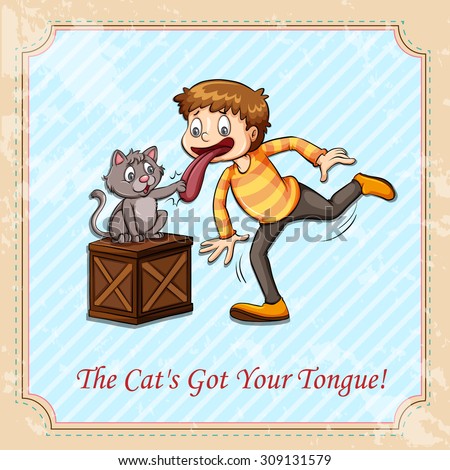 Idiom cat got your tongue illustration