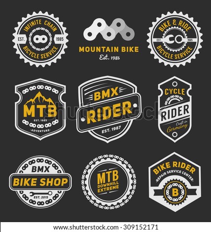 Set of bicycle badge logo template design for logo, label, T-shirt, stamp, sticker, banner and other design. Vector illustration