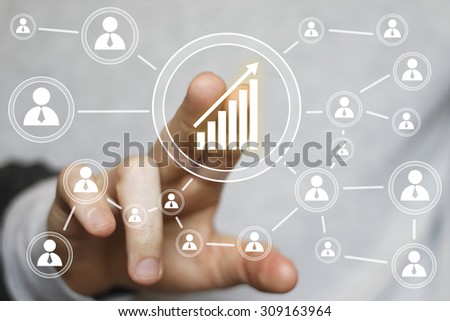 Man with chart web business diagram online sign