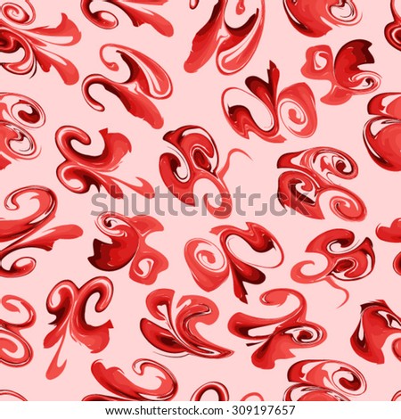Red abstract background with blur stains of paint. Seamless pattern for creating card, web page background, wallpaper and textile. Vector illustration.