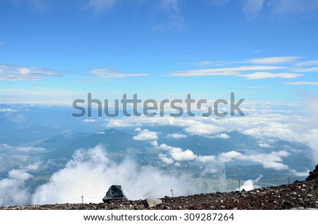 view from the top of Mt. Fuji : circle the crater (Ohachi mawari)
