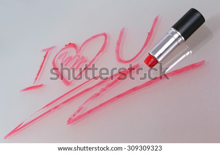 Declaration of love written by lipstick on glass