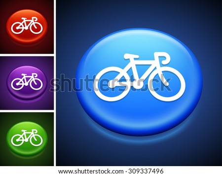Bicycle on Blue Round Button