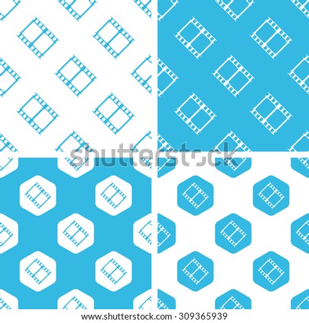Film strip patterns set, simple and hexagon, blue and white
