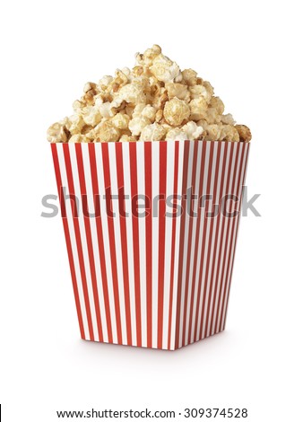 Movie Popcorn isolated on white with clipping path Royalty-Free Stock Photo #309374528