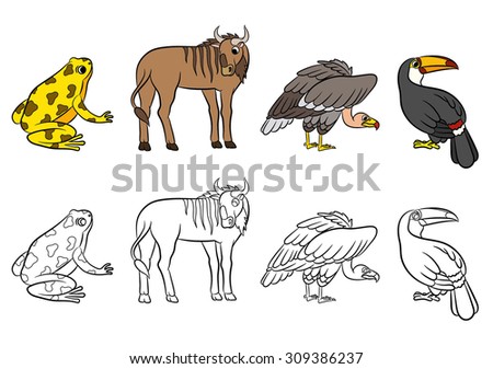 Cute animals collection. Vector illustration.