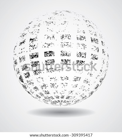 Abstract Elliptical Design Element. Vector illustration isolated on White Background. Useful Info graphic and Logo Template. Ball  in Grunge Style.