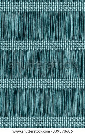 Paper Plaited Place Mat, Stained Cyan, Woven, Creased, Grunge Texture Sample.   