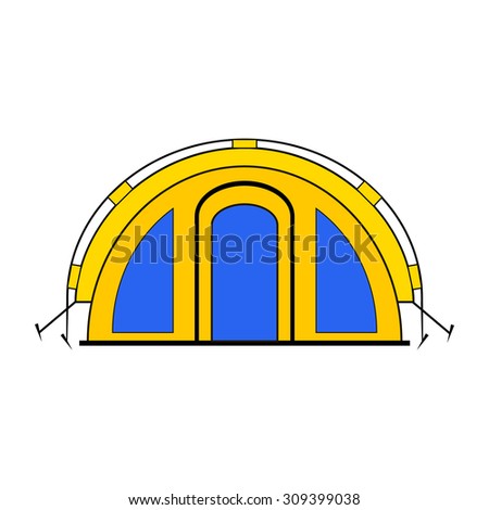 Camping tent for travel on white. Vector illustration.