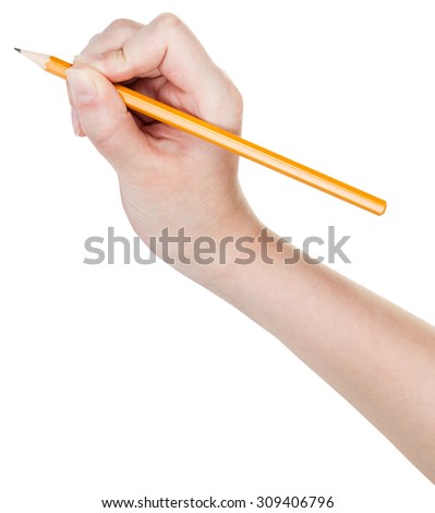 hand writes by lead pencil isolated on white background