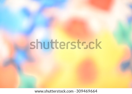 Defocused and blurred flowers paint art on the wall