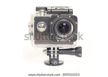 Camera Action Cam on a white background. Royalty-Free Stock Photo #309501053